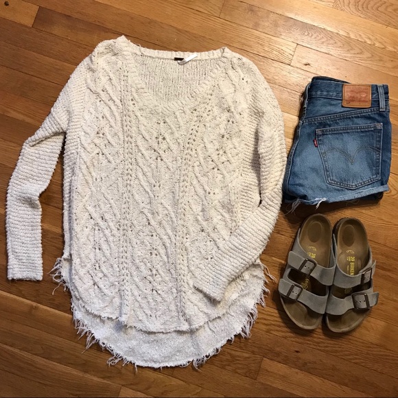 Free People Tops - Free People light cotton summer sweater cream sz s